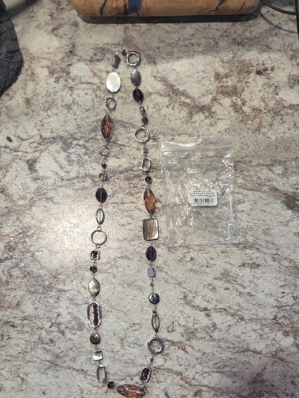 Starfish Project Garnet Crystal & Mother Of Pearl Stone Long Necklace